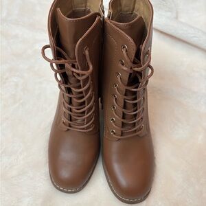 Brown Lace-Up Ankle Boots